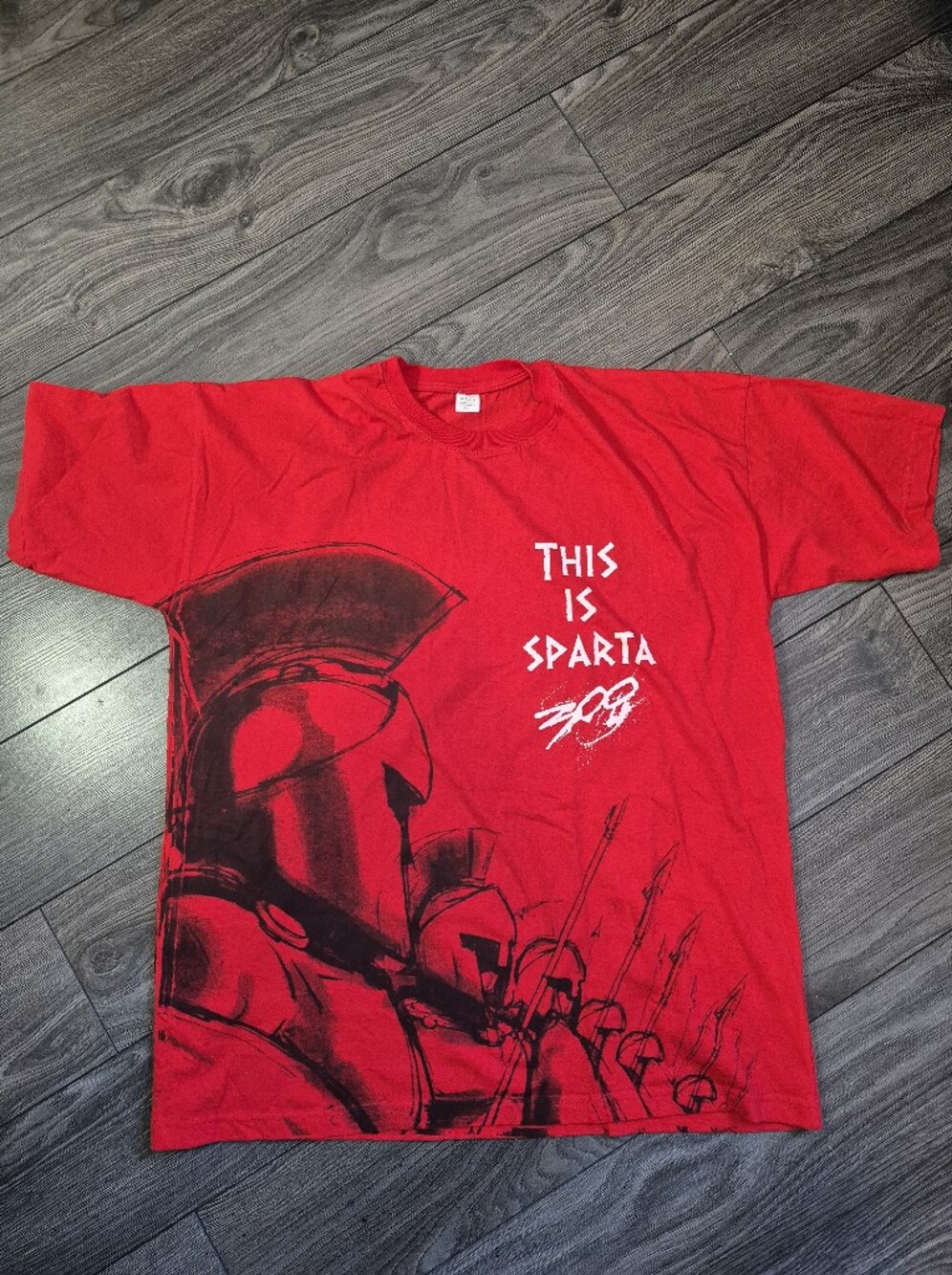 Vintage 2006 Movie Promo 300 "This Is Sparta" T-Shirt Red - All Over Print